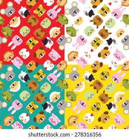 Set four of seamless animal pattern