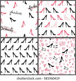 Set of four seamless background 