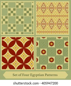 Set of four seamless backgrounds of ancient Egyptian style.