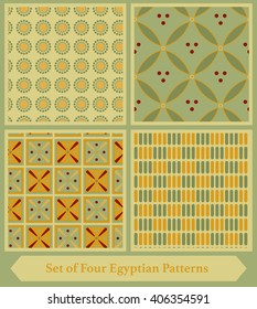 Set of four seamless backgrounds of ancient Egyptian style.