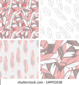 set of four seamless backgrounds with feather
