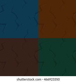 Set of four seamless backgrounds with rocky wall in cave. Vector template for game.