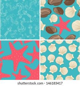 set of four seamless backgrounds. sea 