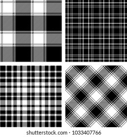 Set Four Seamless Black White Tartan Stock Vector (Royalty Free ...