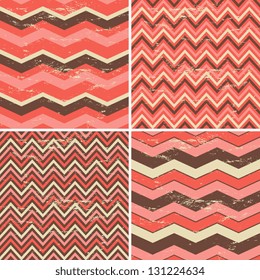 A set of four seamless chevron patterns in vintage style.