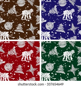 Set of four seamless Christmas backgrounds for  2016 Year of Monkey