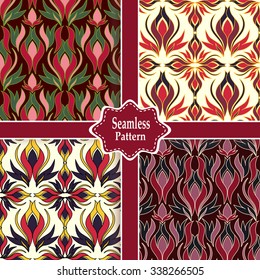 set of four seamless colorful patterns
