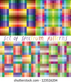 Set of four seamless colorful spectrum patterns