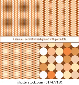 Set of four seamless decorative background with polka dots