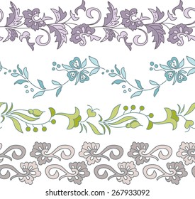 Set of four seamless floral borders
