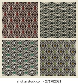Set of four seamless geometric texture with a pattern of staggered. 