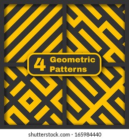 Set of four seamless geometrical vector patterns