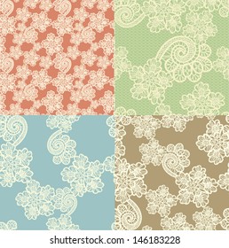 set of four seamless  lace backgrounds