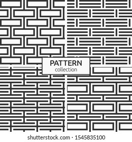 Set of four seamless lattice patterns. Abstract vector monochrome backgrounds. Modern stylish textures. Repeating geometric tiles, trellis. Intertwined bands. Monochrome illustrations.