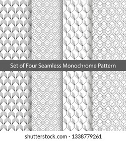 Set of Four Seamless Monochrome Pattern.