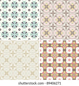 set of four seamless pattern with abstract retro ornaments