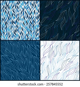 Set of Four Seamless Pattern With Leaf. Abstract leaf texture, endless background.Seamless pattern can be used for wallpaper, pattern fills, web page background, surface textures.