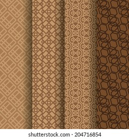 Set of four seamless pattern in retro style 