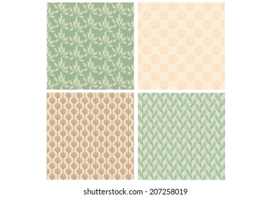 Set of four seamless pattern in retro style.Seamless pattern can be used for wallpaper, pattern fills, web page background,surface textures. Gorgeous seamless floral background 