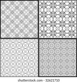 set of four seamless pattern, vector, geometric  ornament