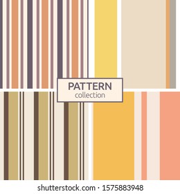 Set of four seamless pattern of vertical stripes. Stylish textures. Regularly repeating pastel color lines. Design for background, wallpaper, wrapping, fabric, textile. Vector color backgrounds.