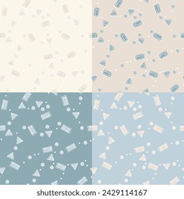 Set of four seamless patterns. Abstract pattern. Vector illustration.