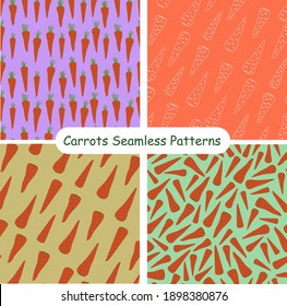 Set of four seamless patterns with carrots