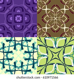The Set from four seamless patterns. The Patterns from color quadrilateral element.  
