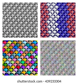 Set of four seamless patterns of colorful stars.