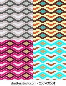 set of four seamless patterns with different color shades