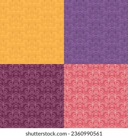 Set of four seamless patterns. Japanese pattern. Vector illustration.