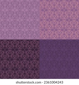 Set of four seamless patterns. Japanese pattern. Vector illustration.