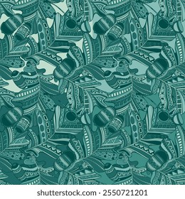 Set of four seamless patterns with oak leaves and acorns. Vector illustration.