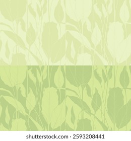 Set of four seamless patterns with plant (Spathiphyllum). Vector illustration.