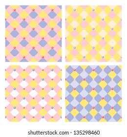 Set of four seamless patterns. Vector illustration