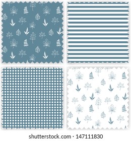 Set of four seamless patterns, vector