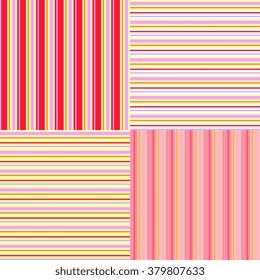 Set of four seamless prints for fabric. Striped patterns. Vector illustration. 