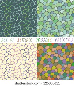 Set of four seamless simple mosaic patterns