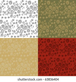 Set of four seamless spiral backgrounds for stationery or wrapping paper