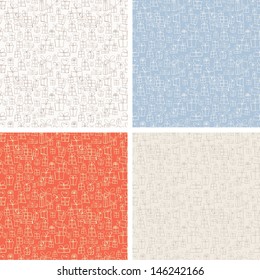 Set of four seamless textures with gift boxes. Can be used for wallpaper, pattern fills, textile, web page background, surface textures. Vector illustration. 