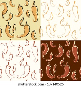 Set of four seamless textures with peppers