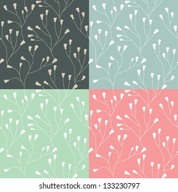 Set of four seamless vector floral pattern. Seamless pattern can be used for wallpaper, web page background, pattern fills,surface textures. Seamless floral background