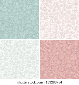 Set of four seamless vector floral pattern. Seamless pattern can be used for wallpaper, web page background, pattern fills,surface textures. Seamless floral background