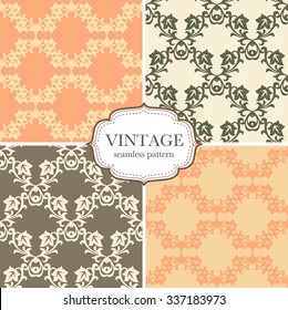 Set of four seamless vintage pattern. Vector background for textile design. Seamless pattern can be used for wallpaper, pattern fills, web page background,surface textures. 
