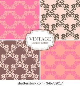 Set of four seamless vintage pattern. Vector background for textile design. Seamless pattern can be used for wallpaper, pattern fills, web page background,surface textures.