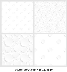 set of four seamless white backgrounds with circles