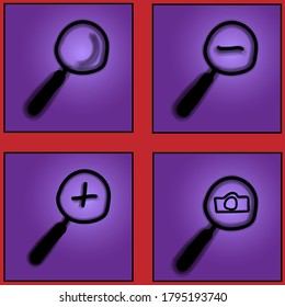 set of four search magnifier icons