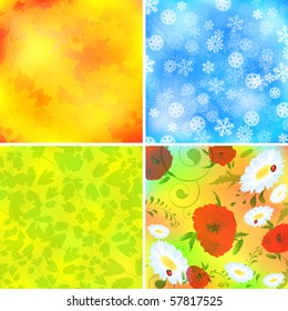 Set of four season backgrounds: summer,spring,autumn and winter
