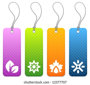 Set of four seasonal product price tags in 4 colors