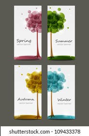 Set of four seasons banners